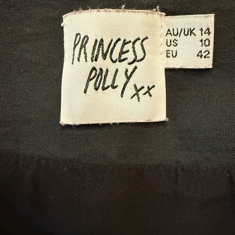 Princess Polly Elianna Black Cropped Button Front Top Short Sleeve V Neck Sz 10 - Picture 6 of 7